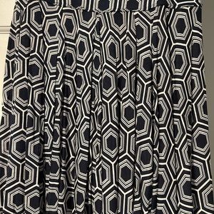 Navy Blue & White Pleated Skirt with Waistband